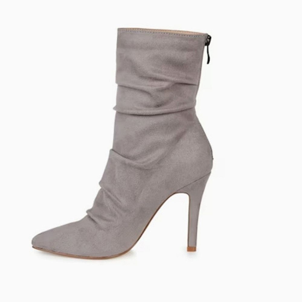 New Journee Markie Gray Suede Slouch Stiletto Heel Boots Sz 10